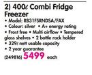 Samsung 400ltr Combi Fridge Freezer-R81FSRNDSA/FAX Each