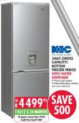 KIC 346L Gross Capacity Bottom Freezer Fridge With Water Dispenser