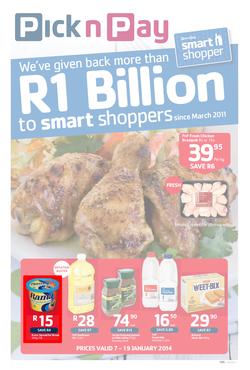 Pick N Pay Western Cape : One Billion Rand (7 Jan - 19 Jan 2014), page 1