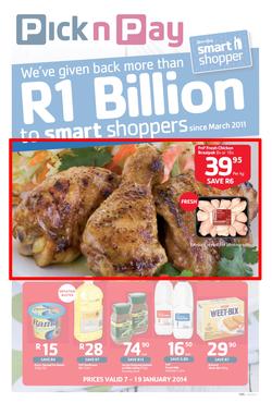 Pick N Pay Western Cape : One Billion Rand (7 Jan - 19 Jan 2014), page 1