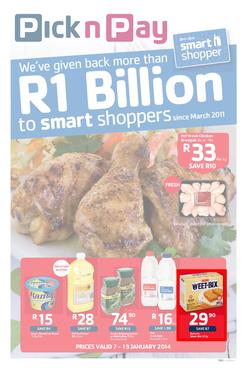 Pick N Pay KZN : One Billion Rand (7 Jan - 19 Jan 2014), page 1