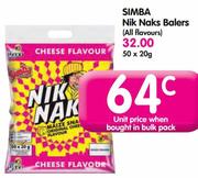 Simba Nik Naks Balers(All Flavours)-50x20G