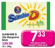 Sunshine D Lite Margarine Brick-30x500g