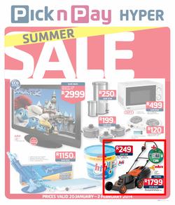 Pick N Pay Hyper :Summer Sale (20 Jan - 2 Feb 2014), page 1