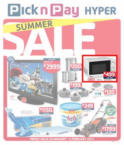 Pick N Pay Hyper :Summer Sale (20 Jan - 2 Feb 2014), page 1
