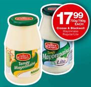 Crosse & Blackwell Mayonnaise Regular/Lite-750gm/790gm Each//