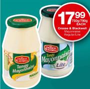 Crosse & Blackwell Mayonnaise Regular/Lite-750g/790g Each