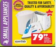 Essentials Corded-Kettle-1.7ltr/2 Slice Toaster/Steam Iron-1600W Each
