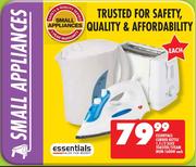 Essentials Corded Kettle-1.7ltr/2 Slice Toaster/Steam Iron-1600W Each