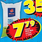 Clover Fresh Milk Sachet-1Ltr
