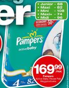 Pampers Active Baby Reuse Pak Weggooidoeke (Junior 68/Maxi 82/Mini 108/Maxi+ 74/Midi 96)-Pe Pack