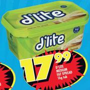D'Lite Medium Fat Spread Tub-1kg
