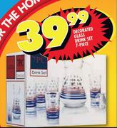 Decorated 7 Piece Glass Drink Set