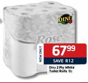 Dinu-2 Ply White Toilet Rolls-18's