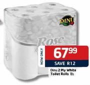 Dinu 2 Ply White Toilet Rolls - 18's