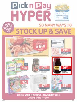 Pick N Pay Hyper Western Cape : So Many Ways To Stock Up & Save ( 6 Aug -18 Aug 2013), page 1
