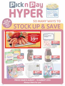 Pick N Pay Hyper Western Cape : So Many Ways To Stock Up & Save ( 6 Aug -18 Aug 2013), page 1