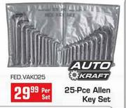 Auto Kraft 25-Pce Allen Key Set-Per Set