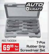 Auto Kraft 7-Pce Rubber Grip Screwdriver Set-Per Set