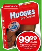 Huggies Dry Comfort Disposable Nappies 58/68/78's-Per Pack
