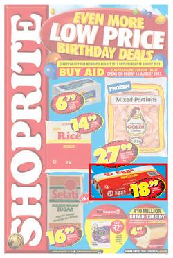 Shoprite Gauteng : Even More Low Price Birthday Deals (5 Aug - 18 Aug 2013), page 1
