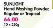 Sunlight Hand Washing Powder, Regular Or Tropical-10x250Gm