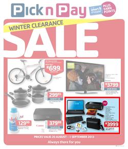 Pick N Pay Hyper : Winter Clearance Sale (20 Aug - 1 Sep 2013), page 1