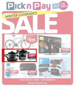 Pick N Pay Hyper : Winter Clearance Sale (20 Aug - 1 Sep 2013), page 1
