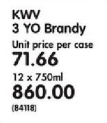 KWV 3 Yo Brandy-12 x 750ml