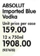 Absolut Imported Blue Vodka-12 x 750ml