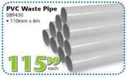 PVC Water Pipe 110mmx6m-Each