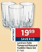 Luminarc Fully Tempered Hussard Tumbler Glass Set-3 Pack