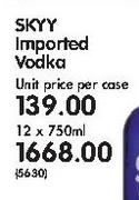SKYY Imported Vodka-12x750ml