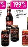 Klippies & Cola Premix Can Or NRB-24x275ml