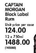 Captain Morgan Black Label Rum-12x750ml