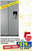 Samsung 600 Litre(Gross Capacity) Metallic Side By Side Fridge With Water Dispenser- Each