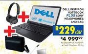 Dell Inspiron Notebook + Sony Headphones And Bag