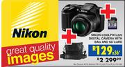 Nikon Coolpix L320 Digital Camera With Bag And SD Card