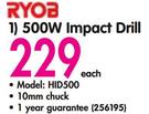 Ryobi 500W Impact Drill HID500