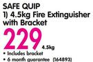 Safe Quip 4.5kg Fire Extinguisher With Bracket