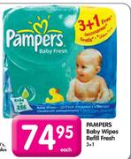 Pampers Baby Wipes Refill Fresh-3+1