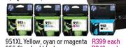 HP 951XL Yellow, Cyan or Magenta Each
