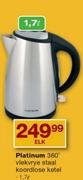 Platinum 360 Vlekvrye 1.7Ltr Staal Koordlose Ketel