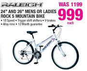 Raleigh 24" And 26" Mens Oa Ladies Rock 5 Mountain Bike-Each