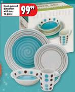 Hand-Painted 16-Piece Dinner Set With Dots