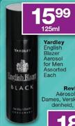 Yardley English Blazer Aerosol For Men Assorted-125ml Each