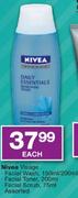Nivea Visage Facial Wash 150/200ml/Facial Toner 200ml Or Facial Scrub 75ml-Each