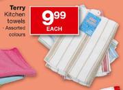 Terry Kitchen Towels Assorted Colours-Each
