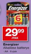 Energizer Alkaliese Batterye AA-6 Pack
