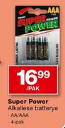 Super Power Alkaliese Batterye AA/AAA - 4 Pak
